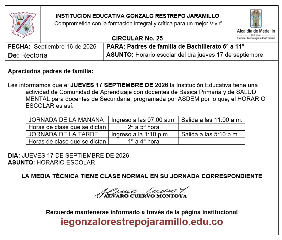 Novedades para el jueves 17 de septiembre.